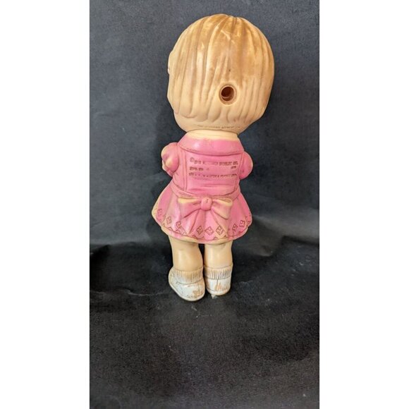 Vintage Edward Mobley Squeaky Rubber Standing Doll Pink Dress Original8.5" - Picture 6 of 10